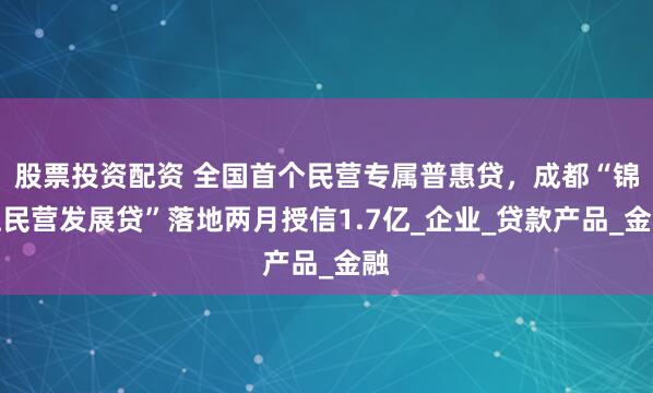 股票投资配资 全国首个民营专属普惠贷，成都“锦江民营发展贷”落地两月授信1.7亿_企业_贷款产品_金融